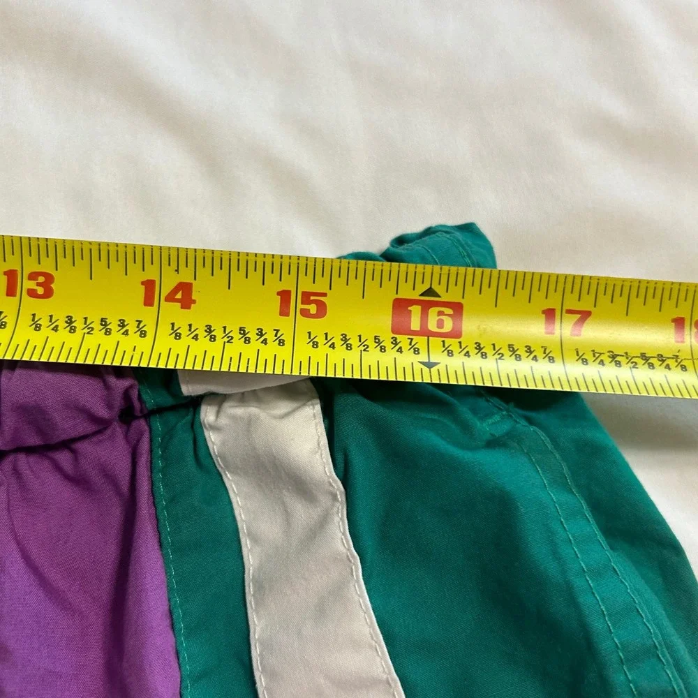Vintage Lands End Mens Green Purple Striped Cotton Swim Trunks Large 36-38 27261